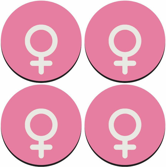 Koupakoupa Female Rund Untersetzer Hölzernes Rosa 4Stück