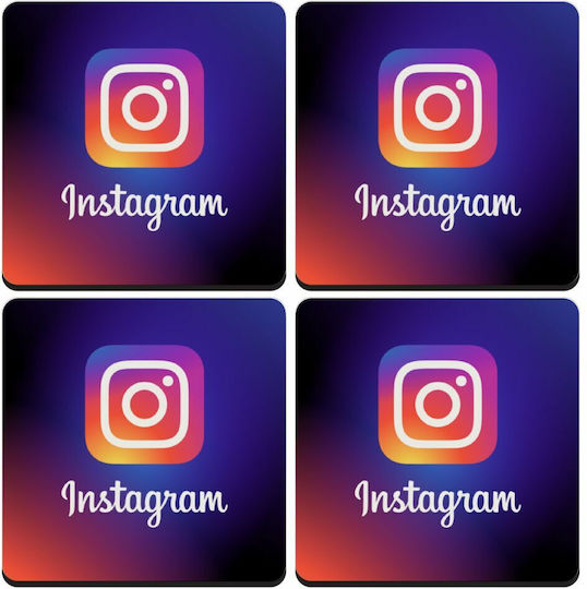 Koupakoupa Instagram Σουβέρ Ξύλινο Μωβ 4τμχ