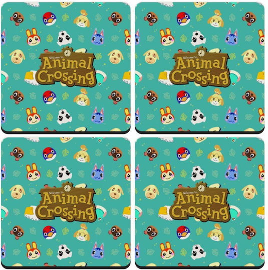 Koupakoupa Animal Crossing Σουβέρ Ξύλινο Πράσινο 4τμχ