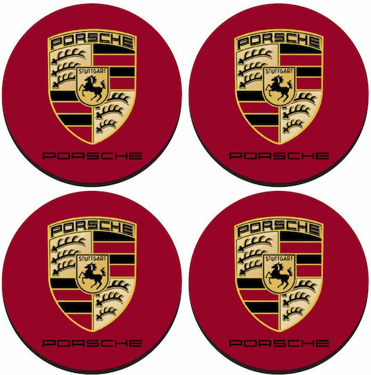 Koupakoupa Porsche Заоблено Сувенир Дърво Червен 4бр