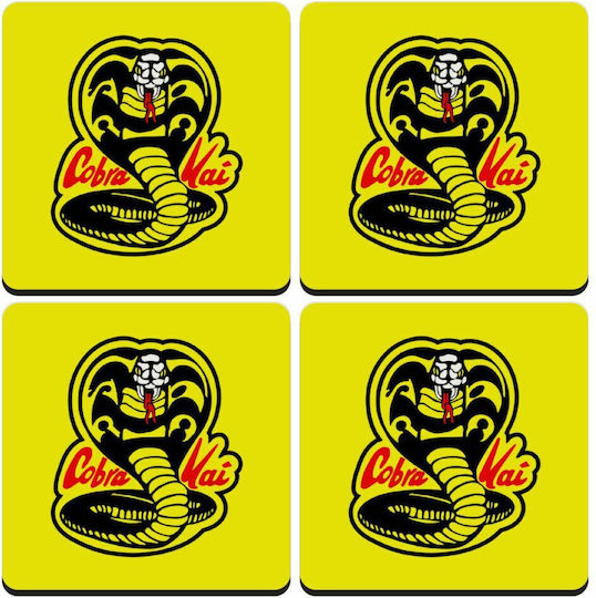Koupakoupa Cobra Kai Untersetzer Hölzernes Gelb 4Stück