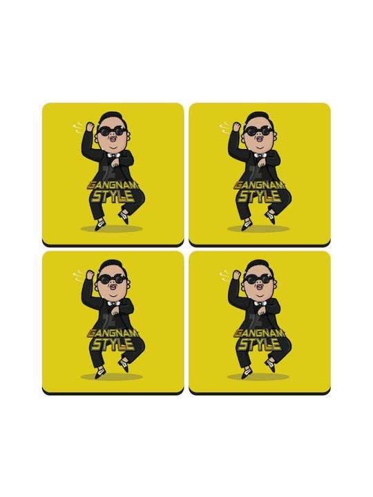 Koupakoupa Psy Gangnam Style Сувенир Дърво Жълт 4бр