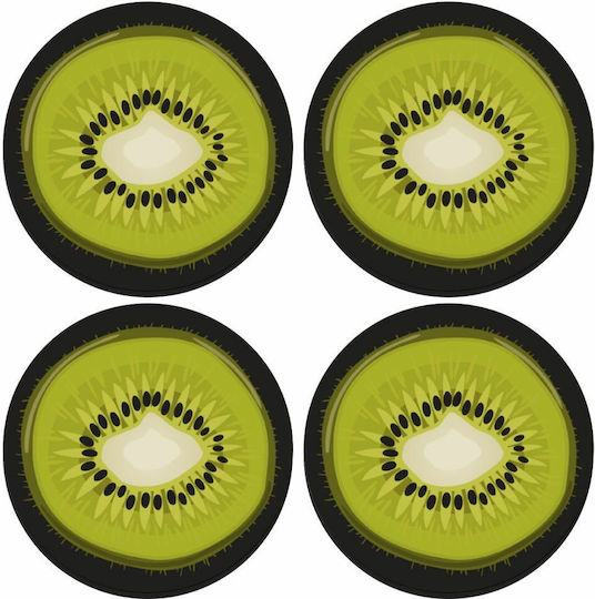 Koupakoupa Round Wooden Green Coasters 4pcs