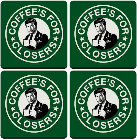 Koupakoupa Wooden Green Coasters Coffee's Closers 4pcs