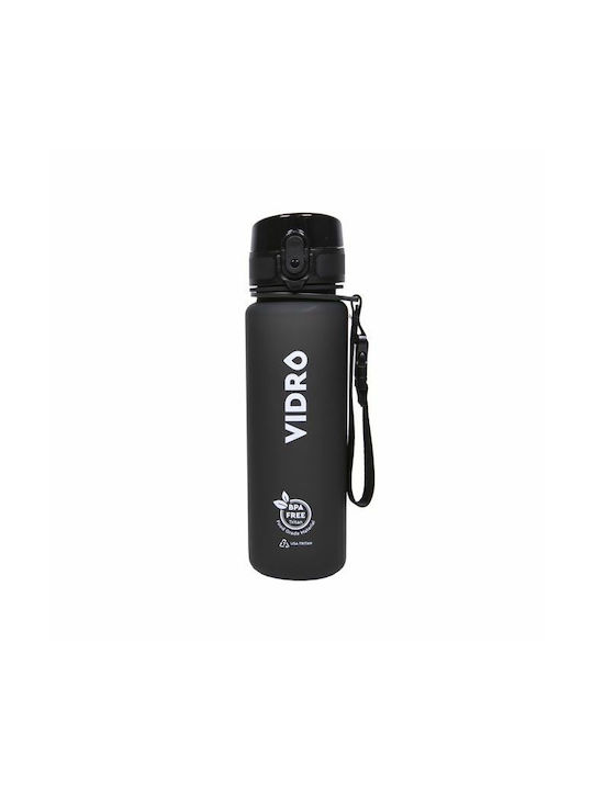 Vidro Vidro Bpa Free Παγούρι Πλαστικό 500ml Μαύρο