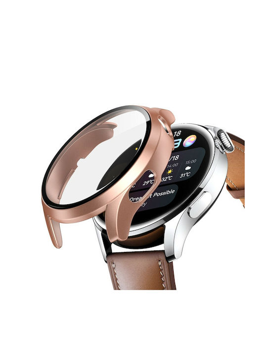 Пластмасов Калъф със Стъкло в Розово злато цвят за Huawei Watch 3 - Хуавей Уотч 3