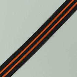 Gurtband Gestrickt Schwarz 2 Gm Orange 2,5cm Meter