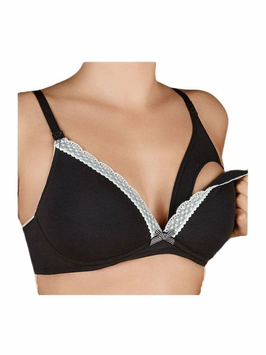 Creaciones Selene Jasmina Cotton Maternity & Nursing Bra with Clips Black