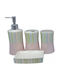 Ceramic Multicolour Bathroom Accessory Set 4 Pieces
