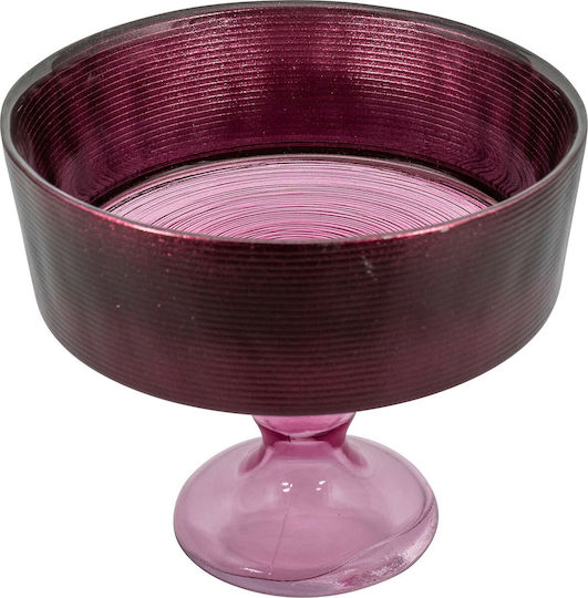 Dekorative Schüssel Glas Sockel Rosa 16x16x20cm 1Stück