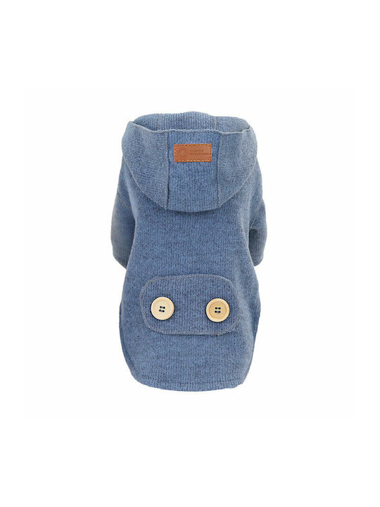 Blue Dog Coat with Hood with 25cm Back Length