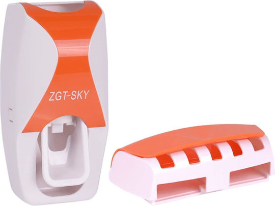 Toothbrush Support Base with Automatic Toothpaste Dispenser Wallpaper Plastic Multicolor