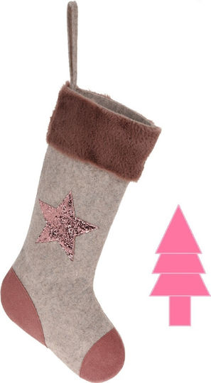 Christmas Decorative Beige Socks with Star L26xW26xH44cm