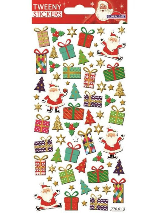 Global Gift Crăciun Autocolante cu Design Άγιου Βασίλη Tweeny Christmas Stickers 9x17.5cm.