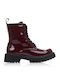 Stiefeletten Damen aus Lackleder Burgundisch