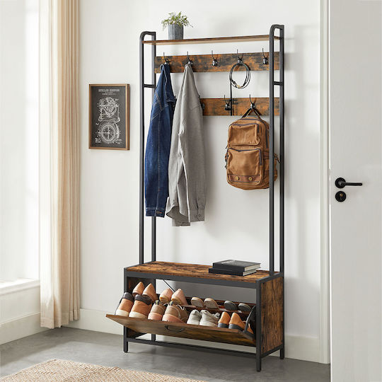Eingangsmöbel mit Garderobe & Schuhschrank Particleboard 85x30x180cm Eingangsmöbel mit Garderobe & Schuhschrank Particleboard 85x30x180cm