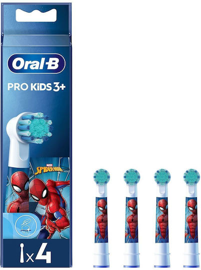 Oral-B Replacement Electric Toothbrush Heads Pro Kids Spider-Man 4 Pieces For 3+ Years Spiderman