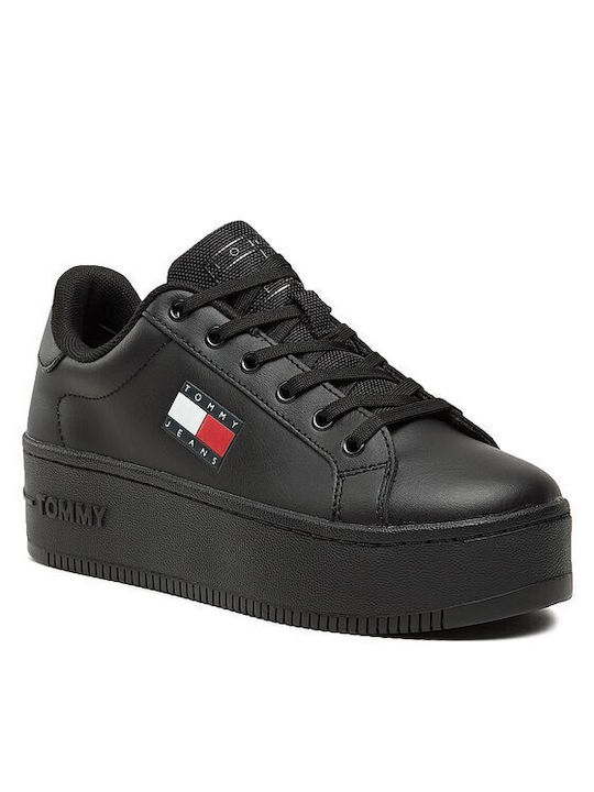 Tommy Hilfiger Γυναικεία Flatforms Sneakers Μαύρα