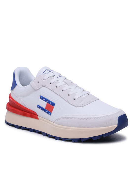 Tommy Hilfiger Tjm Tech Runner Material Mix Ανδρικά Sneakers Λευκά