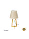 GloboStar Holz Tischlampe für Fassung E27 mit Beige Schirm und Basis