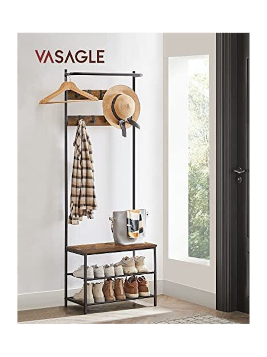 Eingangsmöbel mit Schuhschrank & Bank Brown Black 64x32.2x180cm