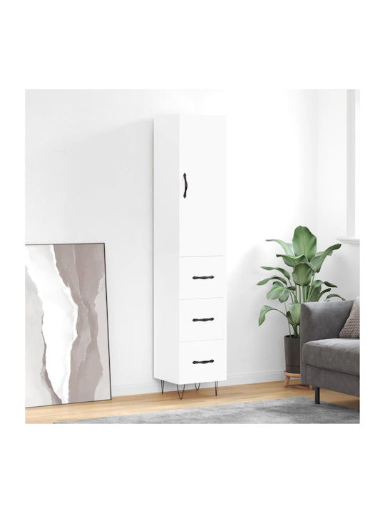 Wooden Office Cabinet White 34.5x34x180cm
