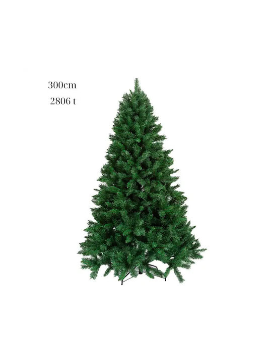 Decorated Christmas Green Tree with Metallic Base