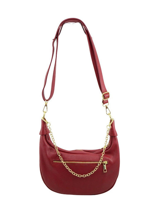 Mybag Δερμάτινη Γυναικεία Τσάντα Χιαστί Κόκκινη