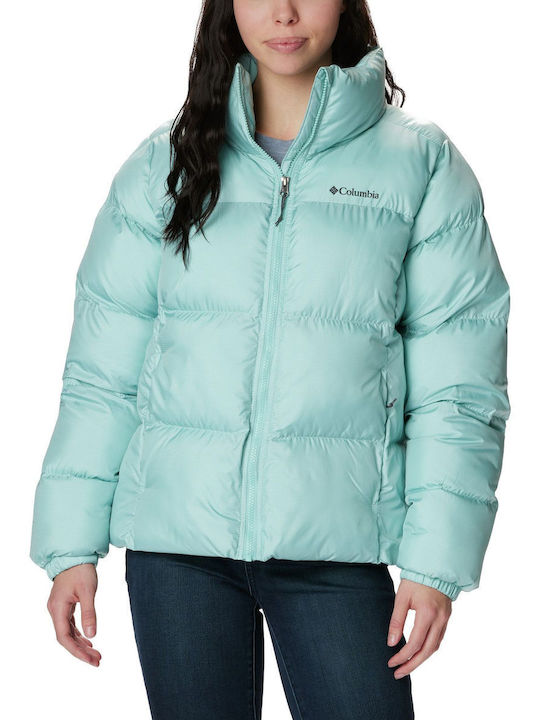 Columbia Puffect Short Jachetă de femei Puffer Light Blue