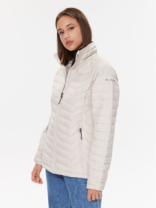 Columbia Kurz Damen Puffer Jacke für Winter Braun