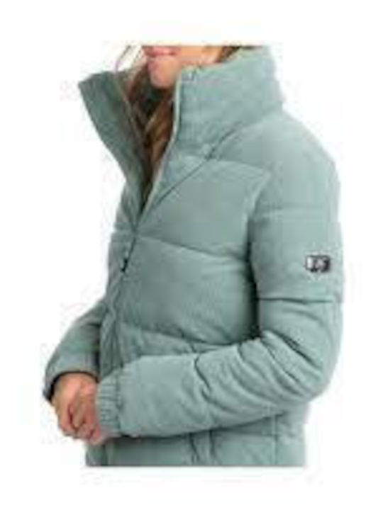 Κοντό Γυναικείο Puffer Μπουφάν για Χειμώνα Teal Mist