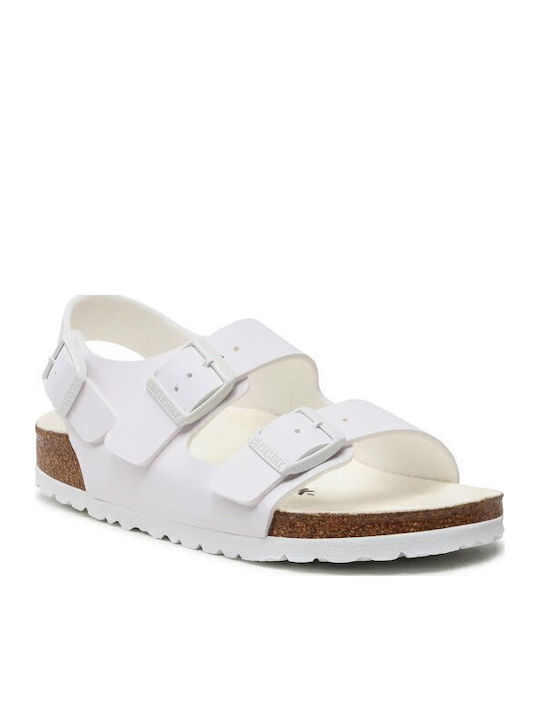 Birkenstock Milano Δερμάτινα Σανδάλια Λευκά