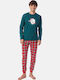 Minerva Men's Winter Checked Pajamas Set Green