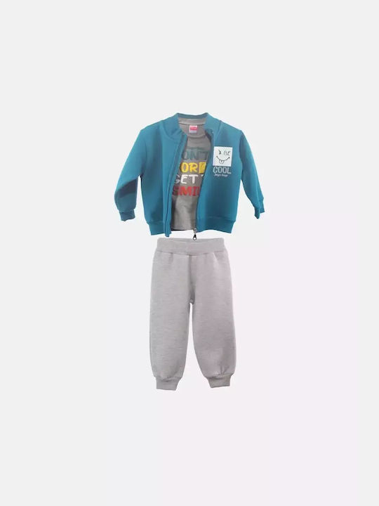 Joyce Kids Sweatpants Set Blue 2pcs Smile