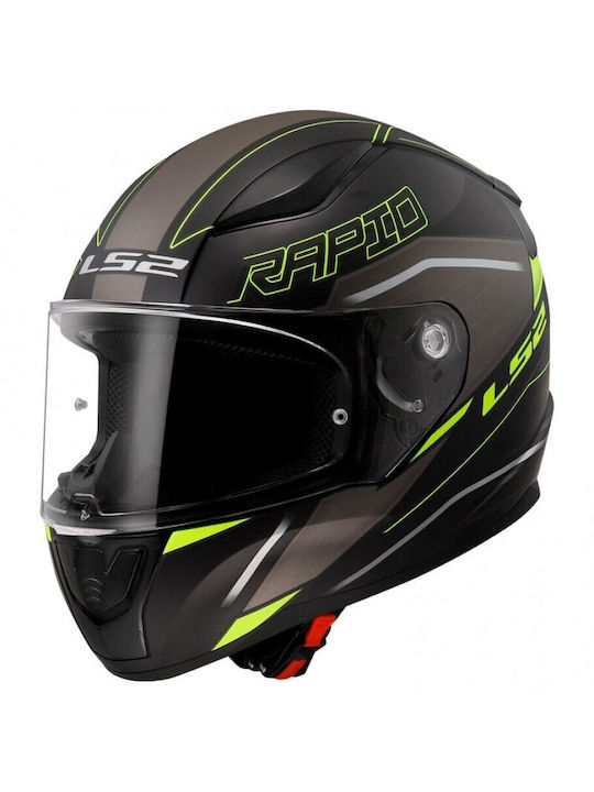 LS2 Ff353 Rapid Ii Rokku Matt Black/H-V Yellow Motorradhelm Volles Gesicht ECE 22.06 1300gr