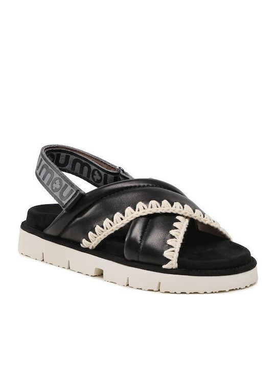 Mou Bio Flache Sandalen für Damen in Schwarz Farbe