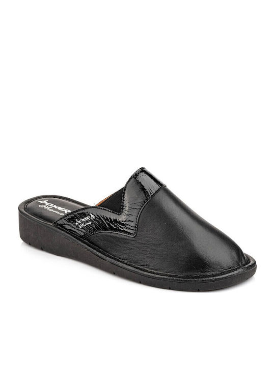 Leder Flache Sandalen für Damen in Schwarz Farbe