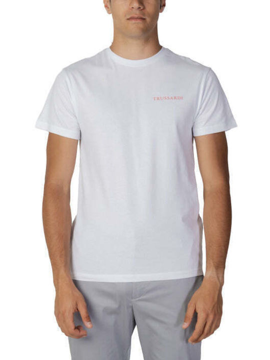 Trussardi T-shirt Bărbătesc cu Mânecă Scurtă Alb