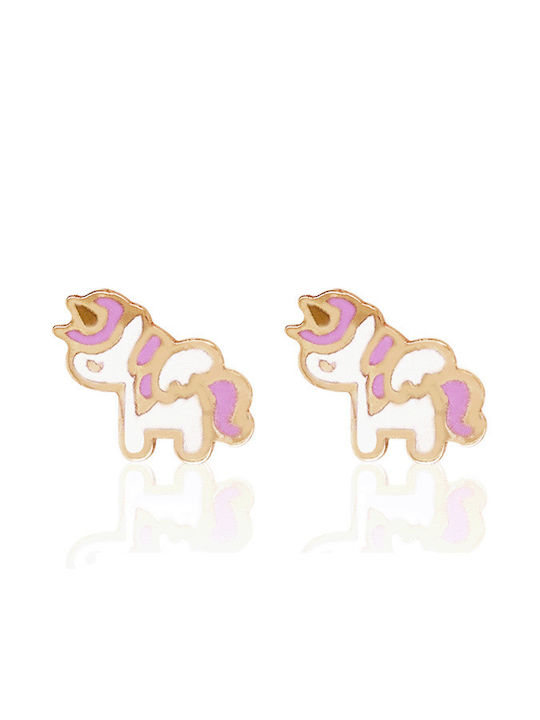 Rubini Kids Earrings Studs Unicorns made of Gold 9K