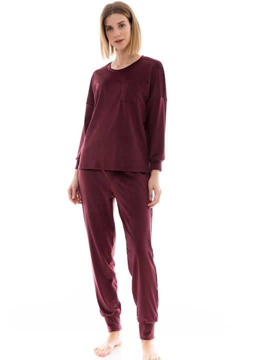 Pink Label Winter Women's Pyjama Set Velvet Rose