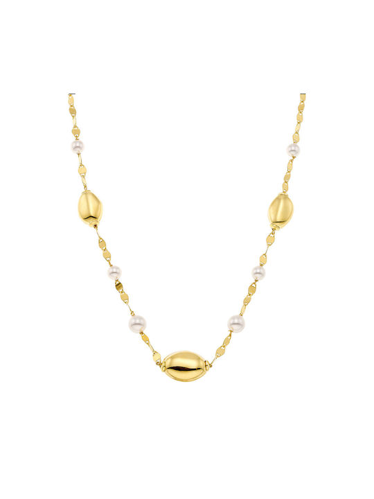 Vogue Necklace from Gold Plated Silver with Pearls