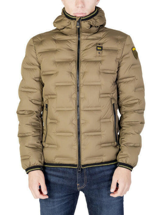 Blauer Herren Winter Jacke Lässig Grün