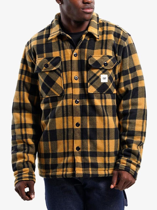 Дълъг Ръкав Overshirt Стандартна Кройка Каре Жълт