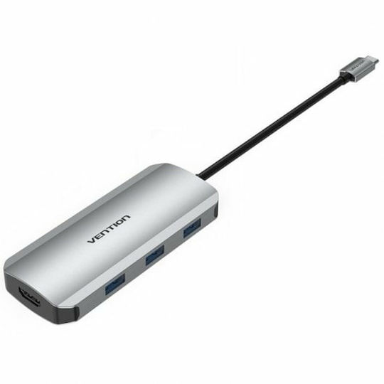 Vention USB-C Stație de andocare cu 4K PD Ethernet Gri (TOJHB)