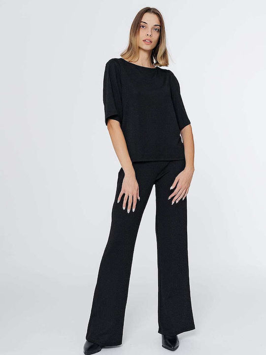Vero Moda Damen Stoff Hose mit Gummizug Black