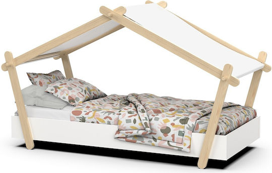 Lodge Kinderbett Einzeln Weiß für Matratze 90x200cm