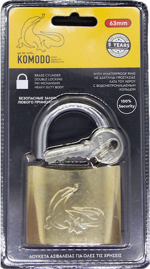 Komodo Stahl Vorhängeschloss Messing mit Schlüssel 50mm 1Stück