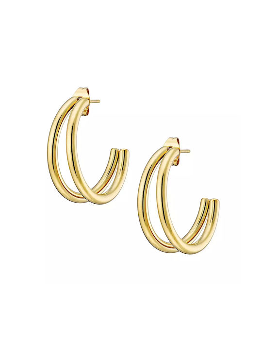 Oxzen Earrings Hoops made of Steel Gold Plated