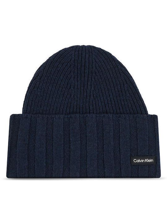 Calvin Klein Beanie Unisex Σκούφος με Rib Πλέξη σε Navy Μπλε χρώμα