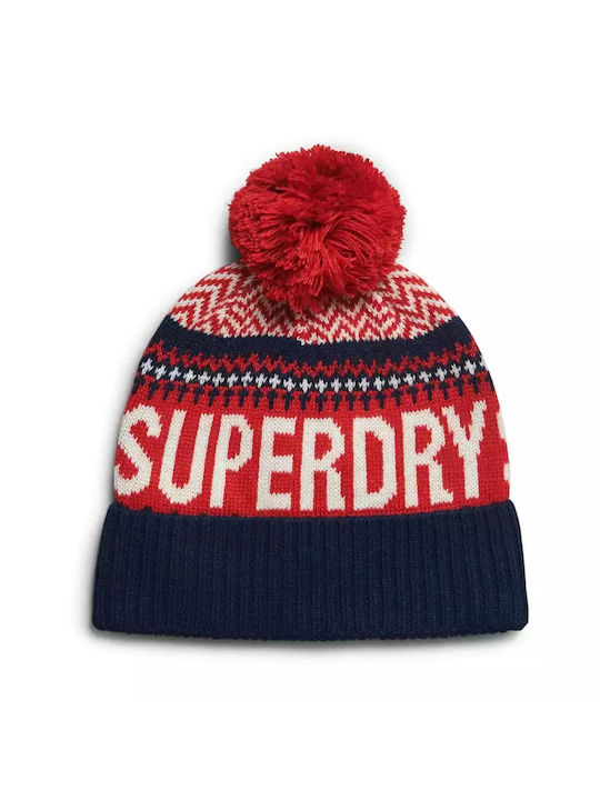 Superdry Fairisle Beanie Unisex Σκούφος Πλεκτός σε Navy Μπλε χρώμα